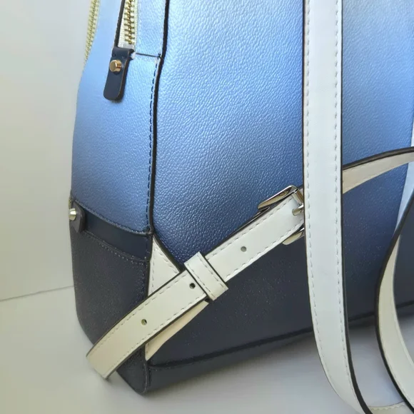 Retired MICHAEL KORS Rhea Medium Ombré Logo Backpack Navy Chambray Colorblock - Picture 8 of 14